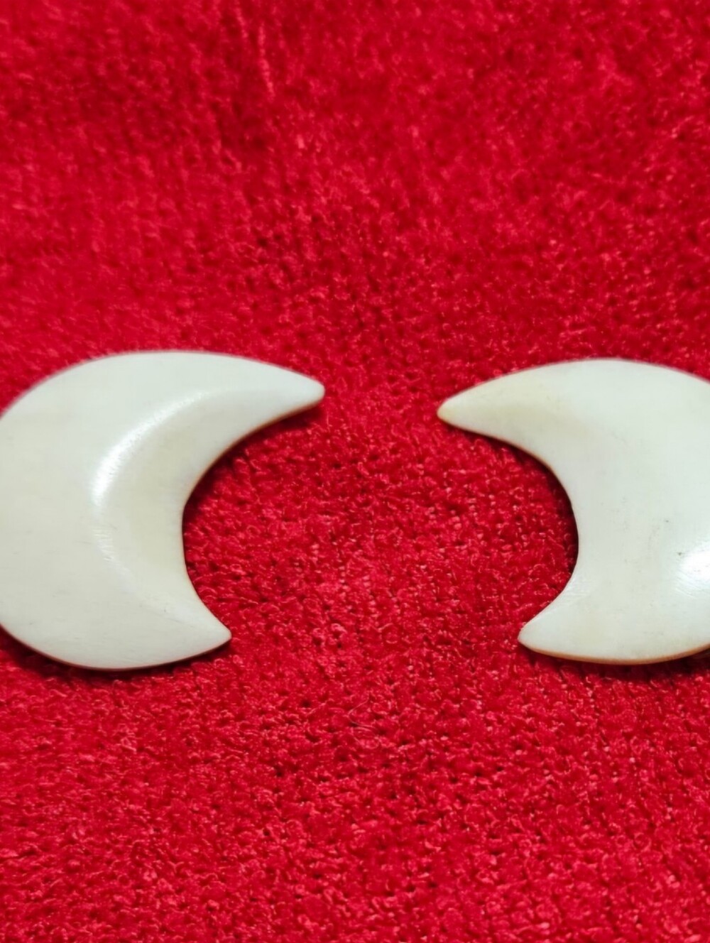 Ivory Crescent Moon Clip-On Earrings